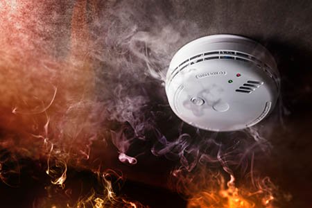 Smoke alarm going off and fire