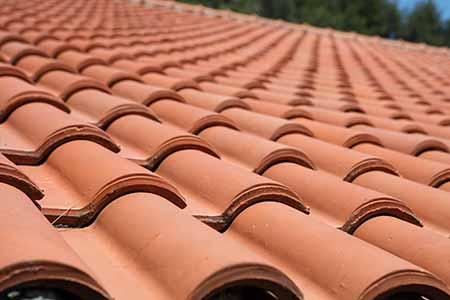 closeup of spanish tile shingles